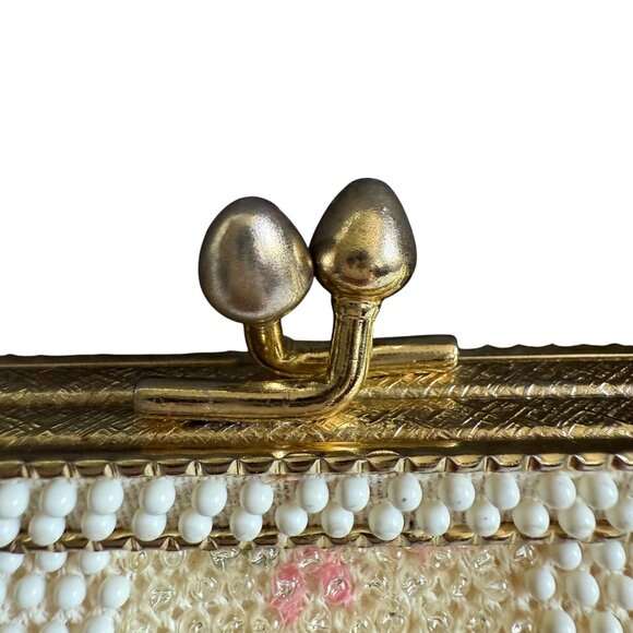 VTG Lumured Petite Bead Embroidered Floral Beaded Handbag Purse Bag Evening - Picture 2 of 9